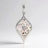 Cavill - Hanger Zilver 925 Sterling - 1,02 ct Morganiet Mozambique + 0,034 ct Zirkoon Tanzania - Elegant Filigraan Blad Design - Luxe Dames Sieraad