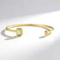 Cavill - Armband Verguld 925 Zilver - 1,283 ct Braziliaanse Limoenkwarts - 24 Cambodjaanse Zirkonen - Elegante Dames Sieraden