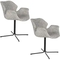 Zuiver Nikki Eetkamerstoelen Armleuning Grijs - Set van 2