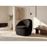 Vente-unique Draaibare fauteuil in zwarte boucléstof NETALIO