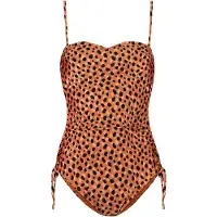 Beachlife strapless badpak met beugel met panterprint oranje/zwart Dames