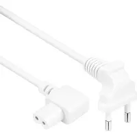 Allteq C7 apparaatsnoer - Haakse C7 plug - Haakse Euro stekker - Wit - 0.28 meter -