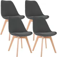 CLP Stoelen Linares (set van 4) - bekleding, houten poten in natuurlijke kleur - Grijs