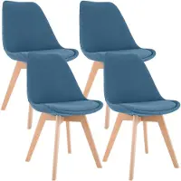 CLP Stoelen Linares (set van 4) - bekleding, houten poten in natuurlijke kleur - Blauw