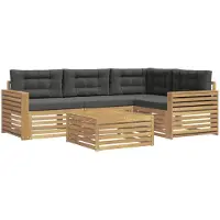 vidaXL Tuinset met 5 zitplaatsen, wit en antraciet, polyester
