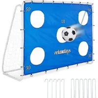 Relaxdays voetbaldoel met schietgaten - blauw - voetbalgoal - penalty schieten - kind