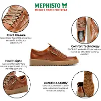 Mephisto Rainbow Leren Kastanjebruine Wandelschoenen voor mannen - Heritage 4778