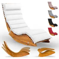 Casaria Ligbed Java acaciahout FSC-gecertificeerd met kussen Crème