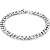 LGT JWLS Stalen heren armband Gourmet schakel Zilverkleurig 5mm-21cm