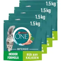 Purina One 4x Kattenvoer Droog Indoor Kalkoen 1,5 kg