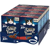 Felix Soup Vlees Selectie - Kattenvoer Natvoer - Rund Kip Lam - 48 x 48 g