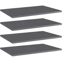 vidaXL Wandschappen 4 st 60x40x1,5 cm spaanplaat hoogglans grijs