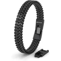 SERASAR | Premium roestvrijstalen armband heren [Franco] | Waterdicht | Veilige sluiting | Inclusief sieradendoosje | Kleur: Zwart | Lengte: 17 cm
