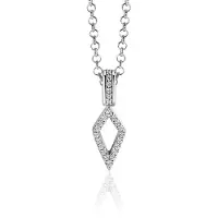 Zinzi zilveren hanger vliegervorm bezet met witte zirconia's en luxe hangoog 20mm ZIH2497 (zonder collier)