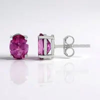 Cavill - 925 Sterling Zilver Oorbellen met 2,92 ct Ovaal Roze Topaas - Platina Laag - Braziliaanse Edelsteen - Elegante Stijlvolle Oorknopjes