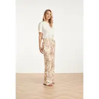 Smashed Lemon Wide leg pantalon met bloemprint beige/wit |