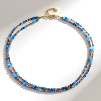 Cavill - Meerstrengige Zilveren Halsketting 925 Sterling - 48,165 ct Aquamarijn & Roze Toermalijn - Gouden Hematiet - Elegant & Duurzaam