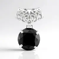 Cavill - Zilveren hanger - 925 Sterling Zilver Gerhodineerd - 8,01 ct Ronde Zwarte Spinel - Vierklauwzetting - Elegant Sieraad - Monosono Collectie