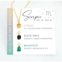 Yehwang Ketting met geboortesteentjes- horoscoop schorpioen ketting - Stainless steel ketting - roestvrij ketting - verkleurt niet