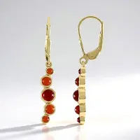Cavill - Zilveren Oorbellen met 1,26 ct Carneool - 925 Sterling Zilver Verguld - Ronde 36 mm Cabochon - Elegante Warme Edelsieraden uit India