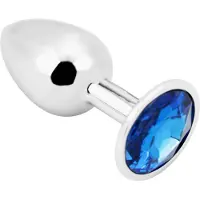 PLGZ - Rosebud Metalen Buttplug - Zilver - Donkerblauw - Verkrijgbaar in 3 maten Small