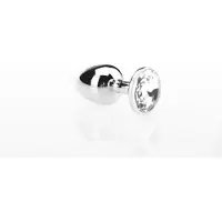 O-products Butt plug aluminium met transparant kristal - small