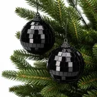 Christmas Decoration Christmas Decorations Disco kerstbal - 6x - zwart - 6 cm - kunststof en glas - discobol - spiegel - discobal - kerstversiering