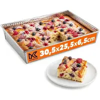 Kadax Rechthoekige bakvorm in 3 maten, met hoge metalen randen voor cake, toast, cheesecake, brownie, onderhoudsvriendelijk, warmteverdeling (30,5 x 25,5 cm, zilver)