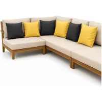 Anna's Collection Anna Collection Bank/sier/tuin kussens - binnen/buiten - set 6x stuks - geel/antraciet grijs - 45 x 45 cm
