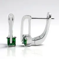 Cavill - Oorbellen 925 Sterling Zilver Gerhodineerd - 0,27 Ct Tsavoriet Prinses slijpsel - Lichtgewicht Elegante Groene Edelsteen Sieraden