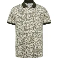 Cast iron poloshirt groen geprint 3-knoops