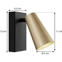 LUCANDE Wandspot Angelina, dimbaar, zwart, Slaapkamer, metaal, Scandinavisch, wandlamp