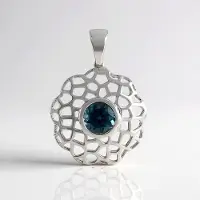 Cavill - Zilveren Hanger 925 Sterling Zilver - 1,35 Ct Ronde Londen Blauwe Topaas - Braziliaanse Edelsteen - Luxe Blauw Sieraad