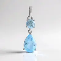 Cavill - Zilveren Hanger - 925 Sterling Zilver Platina Gecoat - Hemelblauwe Topaas 4,474 ct - Peervormige & Ronde Topaas - Elegant Braziliaans Sieraad