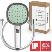 INSTMAIER Cleo - Handdoucheset - Douchekop en bijpassende doucheslang van 1,5 m - Zwart / Indigo - Zelfreinigend - iF Design Award