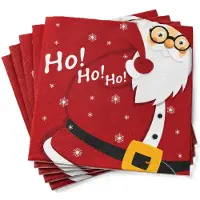 Duni 60x stuks kerst thema tafel servetten kerstman 33 x 33 cm - Feestservetten