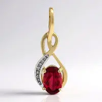 Cavill - Gouden Hanger - 375 Geelgoud - AAA Braziliaanse Rubelliet 0,383 ct - Ovaal Geslepen - Prong Zetting - Elegante Dameshanger - Luxe Sieraad