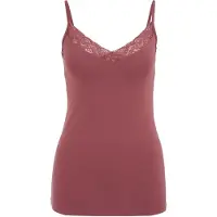 We fashion - Dames singlet met kant - Oudroze - Katoen - Maat: XS