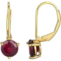 Cavill - Zilveren Oorbellen met Rhodoliet 1,575 ct - 925 Sterling Zilver - Goud Verguld - Ronde Edelsteen Mozambique - Luxe & Elegante Oorbellen