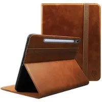Rosso Deluxe Hoes Geschikt voor Samsung Galaxy Tab S10 FE Plus | Book Case Echt Leer | Sleep/Wake | Standaard | Penhouder | Beschermhoes Bruin