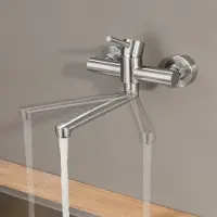 CECIPA MAX Wand Keukenkraan - 360° Draaibare Keukenmengkraan - Eengreeps Mengkraan voor Wandmontage - Zilver