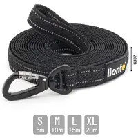 Lionto Trainingslijn lang, antislip grip & reflecterend zwart 10 m