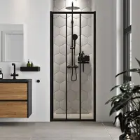 Sealskin Hooked 3-delige schuifdeur - 80x200 cm - 6 mm helder veiligheidsglas - met Sealglas-coating - zwart mat CCX120806195100
