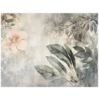 WALLARENA - Fotobehang - 400x280 cm - Vintage bladeren bloemen beton voor slaapkamer woonkamer