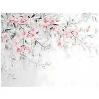 WALLARENA - Fotobehang - 200x140 cm - Fototapete met kersenbloesems en groene bladeren voor slaapkamer en woonkamer