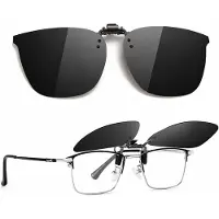 INF Gepolariseerde Clip-on Zonnebril - voor Autorijden & Buiten Black+Grey