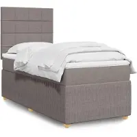vidaXL Boxspring met matras stof taupe 100x200 cm