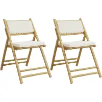 vidaXL Bistrostoelen 2 st inklapbaar met kussens bamboe crèmewit