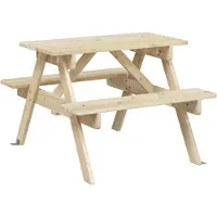 vidaXL Picknicktafel voor 4 kinderen met parasolgat massief vurenhout