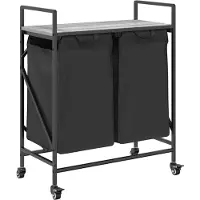 vidaXL Wasmand 2 vakken met planken grijs sonoma eiken